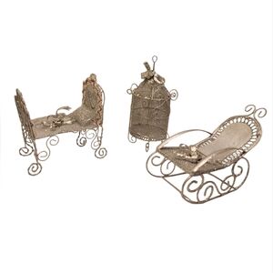 💗 (3) Silver Cinderella DOLLHOUSE Furniture Ornament Pieces